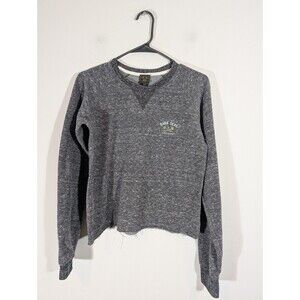 Dark Seas Top Women Sz M Grey Long Sleeve Cropped Crew Neck Relaxed Fit